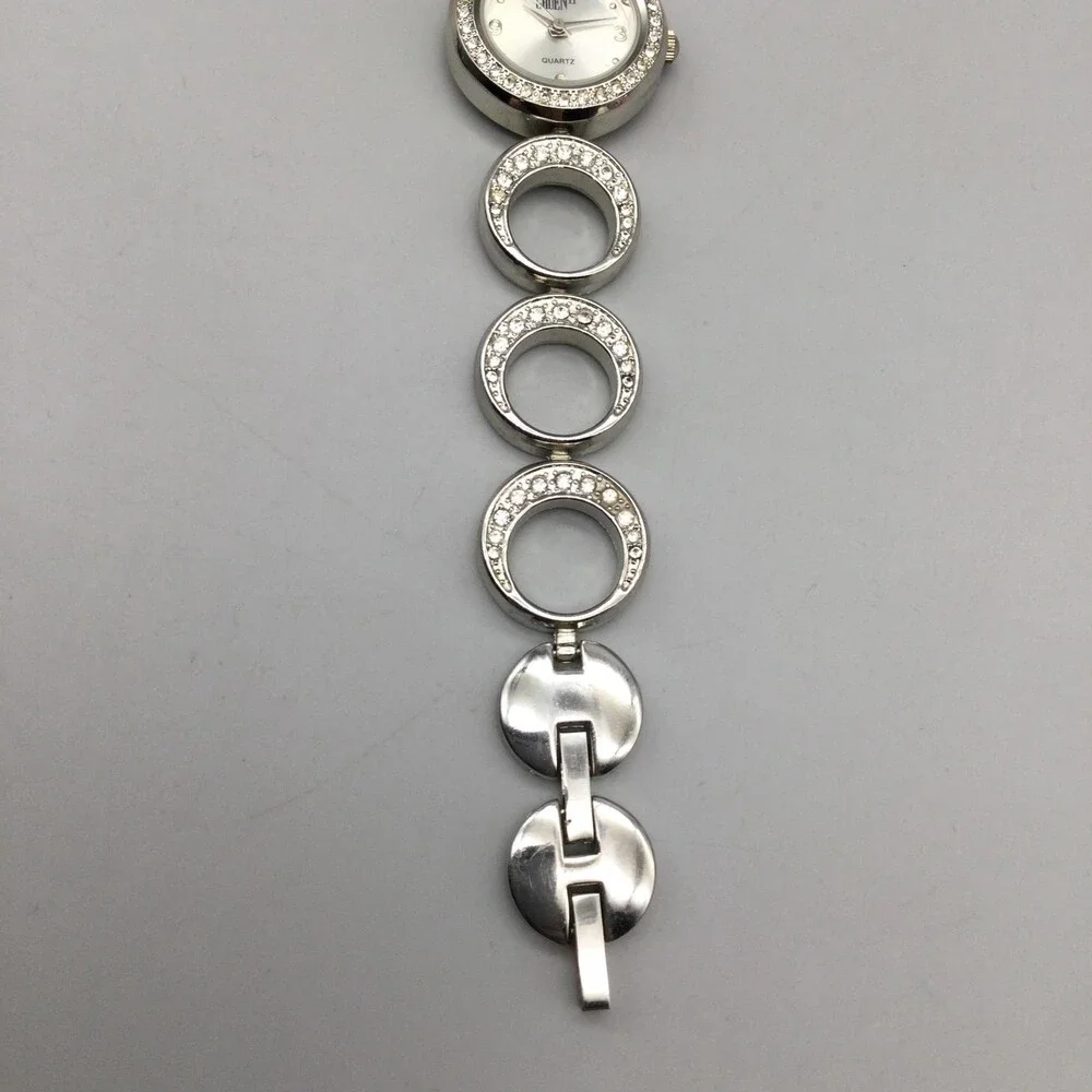 Gruen II Womens Watch 24mm Silver Dial Crystal Bezel GRF1501 Circle Link 6.75
